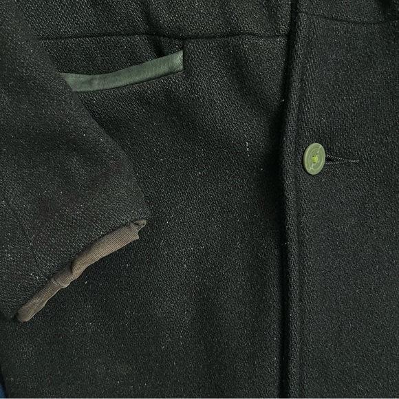 NICE Collective Black Wool Double Breasted Military Peacoat Leather medium - Picture 5 of 12